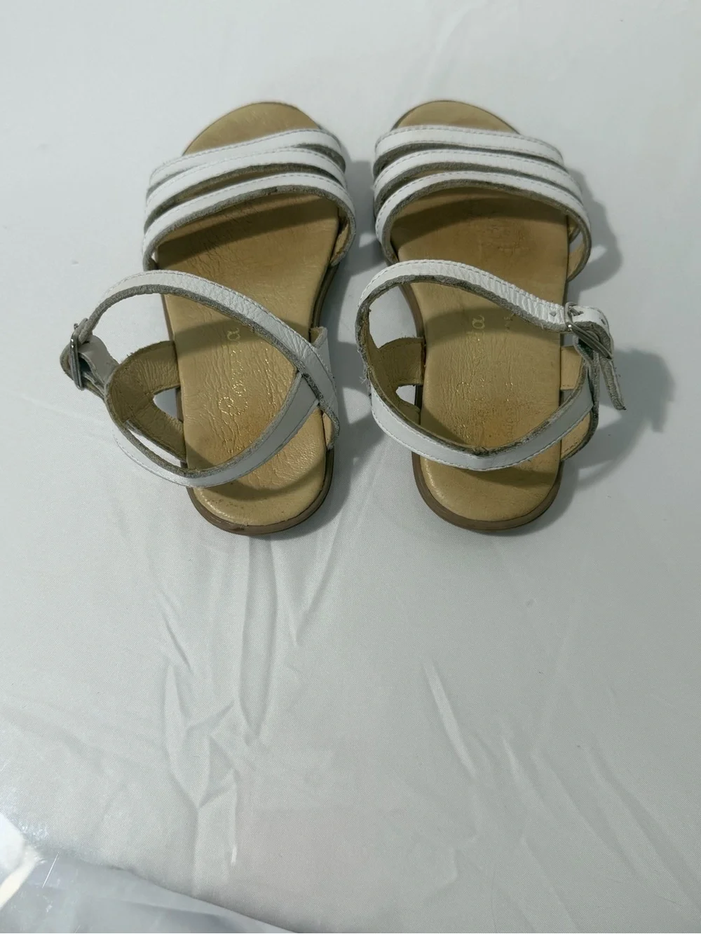La Coqueta Sienna White Nappa Leather Sandals Girls Size 26 EU / US 9.5